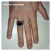 OLIVIE Pánsky strieborný prsteň ONYX 5705