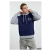 Trendyol Navy Blue Oversize/Wide Cut Color Block City Embroidered Fleece Hooded Sweatshirt