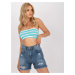 Blue denim shorts RUE PARIS with high waist