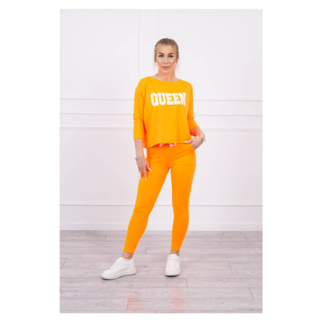 Set with orange neon print Queen