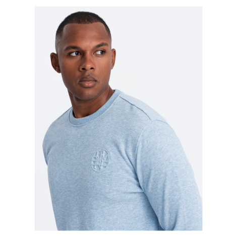 Ombre Men's mélange sweatshirt with embroidered logo - blue