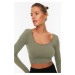 Trendyol Khaki Seamless/Seamless Crop Extra Stretchy Knitted Sports Top/Blouse