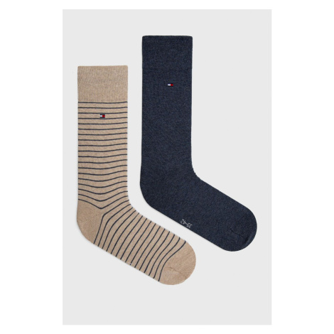 Ponožky Tommy Hilfiger 2-pak pánske, béžová farba, 100001496