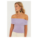 Cool & Sexy Women&#39;s Lilac Madonna Collar Blouse CY340