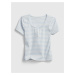 Modré dievčenské tričko GAP Teen recycled cropped henley t-shirt