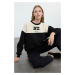 Trendyol Black Color Blocked Oversize/Wide Fit Thick Inside Fleece Knitted Sweatshirt