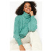 Trendyol zelený úplet detailný pletený sveter