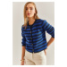 Bianco Lucci Women's Buttoned Striped Knitwear Cardigan