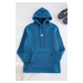 Trendyol Indigo Regular/Normal Cut Labeled Pocket Inside Polar Fleece Cotton Thick Sweatshirt