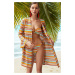 Trendyol Geometric Patterned Belted Mini Knitted Kimono&Kaftan