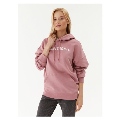 Converse Mikina Wordmark Fleece Hoodie Emb 10025690-A11 Ružová Regular Fit