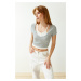 Trendyol Gray Double Layer Detail Fitted Ribbed Elastic Knitted Blouse