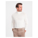 Ombre Men's knitted fitted turtleneck with viscose - ecru