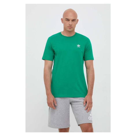 Bavlnené tričko adidas Originals zelená farba, s nášivkou