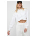 Mikina Calvin Klein Jeans dámska, biela farba, s kapucňou, s nášivkou