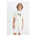 DEFACTO Boy's Crew Neck Embroidered Short Sleeve T-Shirt