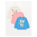 LC Waikiki Crew Neck Printed Baby Girl Sweatshirt 3-Piece