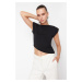 Trendyol Black Asymmetric Padded Knitted Blouse