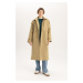 DEFACTO Water Repellent Oversize Wide Cut Detachable Hooded Waist Tied Long Trench Coat