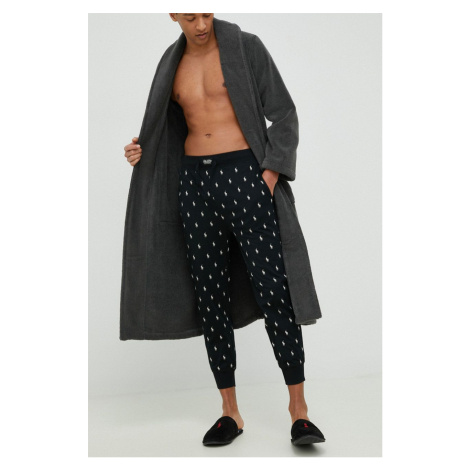 Bavlnené pyžamové nohavice Polo Ralph Lauren čierna farba, vzorovaná