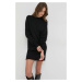 Vlnené šaty Marella čierna farba, mini, oversize