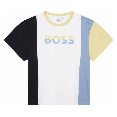 Detské bavlnené tričko BOSS biela farba, s potlačou Hugo Boss