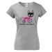 Dámské tričko s potlačou mačky na kolobežke - darček na narodeniny