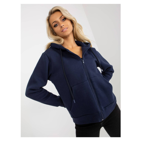 RUE PARIS dark blue zip-up hoodie with pockets