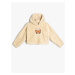 Koton Plush Hooded Sweatshirt Butterfly Embroidered Long Sleeve