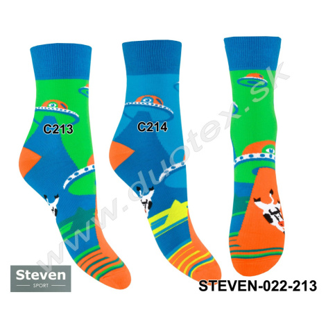 STEVEN Bavlnené ponožky Steven-022-213 C214-modrá