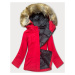 Červená dámska zimná bunda s kapucňou (J9-066)