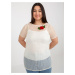 Light beige plus size two-piece blouse with patch