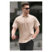 Madmext Beige Polo Collar Basic Men's T-Shirt 6126