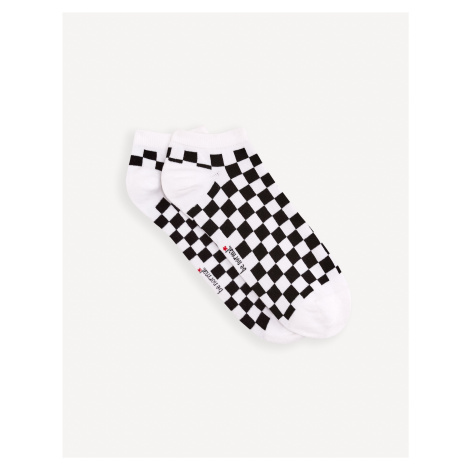 Čierno-biele pánske kockované ponožky Celio