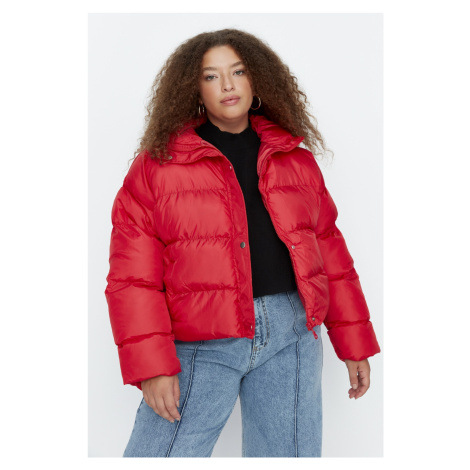 Trendyol Curve Plus Size Winterjacket - Red - Puffer