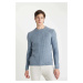 DEFACTO Standard Fit Regular Cut Crew Neck Jacquard Aviator Knitwear Sweater