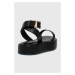 Kožené sandále Patrizia Pepe dámske, čierna farba, na platforme, 8X0055 L026 K103