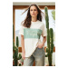 Trendyol Stone 100% Cotton Color Block City Print Oversize/Wide-Fit Knitted T-Shirt