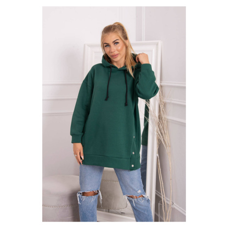 Insulated sweatshirt with dark green press studs