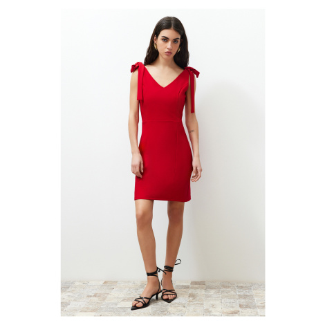 Trendyol Red Wrap-around Tie Detail Mini Woven Dress