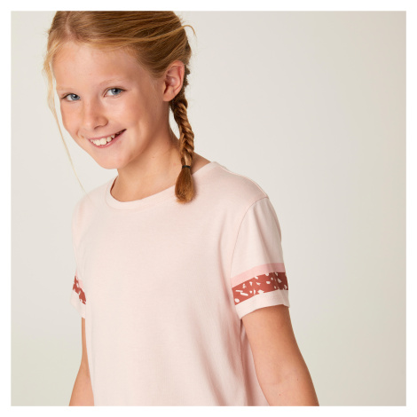 Dievčenské tričko na cvičenie 320 bavlnené ružové DOMYOS