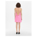 Ružové saténové krátke šaty na ramienka s odhaleným chrbtom ONLY Primrose