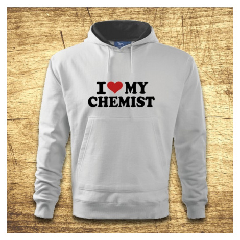 Mikina s kapucňou s motívom I love my chemist