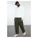 Trendyol Khaki Plus Size Wide Leg/Wide Cut Cargo Pocket Sweatpants