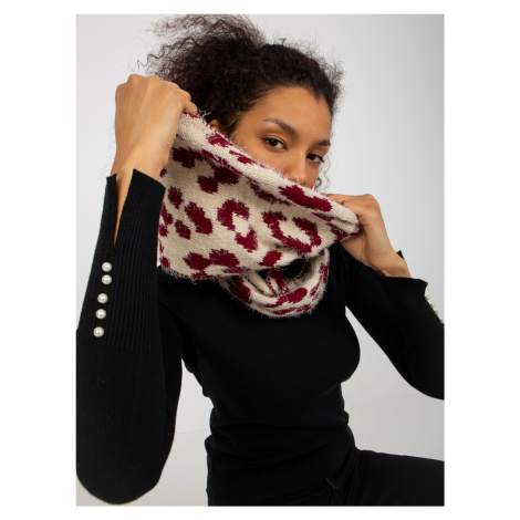 Light beige and burgundy women's chimney with patterns