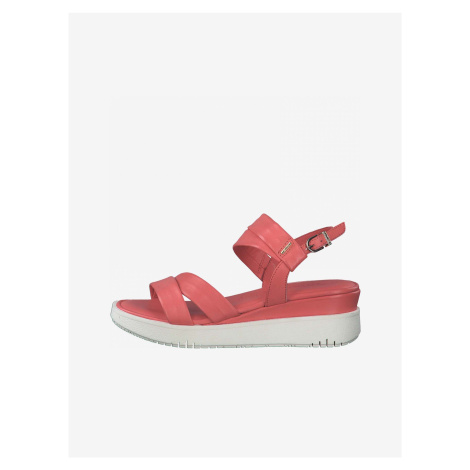 Červené kožené sandále Tamaris
