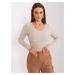 Beige fitted viscose sweater