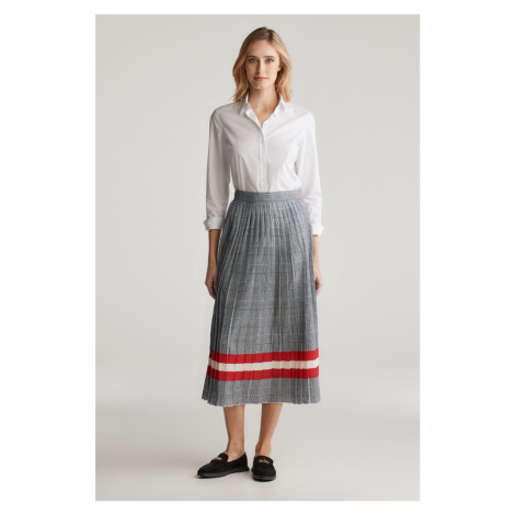 SUKŇA GANT CHECK PRINT PLEATED SKIRT EVENING BLUE