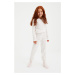 Trendyol White Printed Girls Knitted Pajamas Set