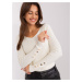 Ecru ribbed classic sweater with neckline